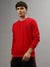 Iconic Men Red Solid Round Neck Full Sleeves Sweatshirt