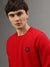 Iconic Men Red Solid Round Neck Full Sleeves Sweatshirt