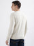 Iconic Men White Self Design Round Neck Full Sleeves Sweater