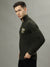 Iconic Men Green Solid Standing Collar Full Sleeves Sweater