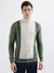 Iconic Men Olive Colorblocked High Neck Full Sleeves Sweater