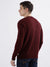 Iconic Men Maroon Solid Round Neck Full Sleeves Sweater