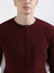 Iconic Men Maroon Solid Round Neck Full Sleeves Sweater