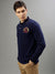 Iconic Men Navy Blue Solid Polo Collar Full Sleeves T-Shirt