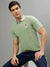 Iconic Men Green Solid Polo Collar Short Sleeves T-Shirt