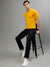 Iconic Men Mustard Solid Polo Collar Short Sleeves T-Shirt