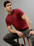 Iconic Men Red Solid Round Neck Short Sleeves T-Shirt