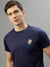 Iconic Men Navy Blue Solid Round Neck Short Sleeves T-Shirt