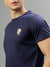 Iconic Men Navy Blue Solid Round Neck Short Sleeves T-Shirt