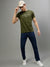 Iconic Men Green Solid Round Neck Short Sleeves T-Shirt