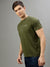 Iconic Men Green Solid Round Neck Short Sleeves T-Shirt