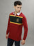 Iconic Men Red Colorblocked Polo Collar Full Sleeves T-Shirt