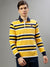 Iconic Men Multicolor Striped Polo Collar Full Sleeves T-Shirt