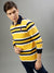 Iconic Men Multicolor Striped Polo Collar Full Sleeves T-Shirt