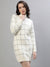 Iconic Women White Checked Turtle Neck Full Sleeves Dress