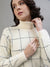 Iconic Women White Checked Turtle Neck Full Sleeves Dress