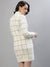 Iconic Women White Checked Turtle Neck Full Sleeves Dress