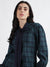 Iconic Women Navy Blue Checked Tie Up Neck Full Sleeves Dress