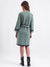 Iconic Women Green Solid Round Neck 3/4th Sleeves Dress