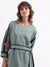 Iconic Women Green Solid Round Neck 3/4th Sleeves Dress