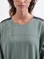 Iconic Women Green Solid Round Neck 3/4th Sleeves Dress