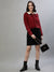 Iconic Women Red Solid Spread Collar Full Sleeves Jacket