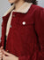 Iconic Women Red Solid Spread Collar Full Sleeves Jacket