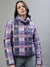 Iconic Women Multicolor Checked Stand Collar Full Sleeves Jacket