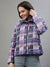 Iconic Women Multicolor Checked Stand Collar Full Sleeves Jacket