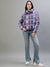 Iconic Women Multicolor Checked Stand Collar Full Sleeves Jacket