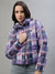 Iconic Women Multicolor Checked Stand Collar Full Sleeves Jacket