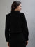 Iconic Women Black Solid Spread Collar Full Sleeves Jacket