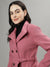 Iconic Women Pink Solid Spread Collar Full Sleeves Overcoat