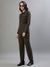 Iconic Women Green Solid Spread Collar Full Sleeves Jumpsuit