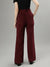 Iconic Women Wine Solid Regular Fit Mid-Rise Trouser