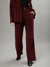 Iconic Women Wine Solid Regular Fit Mid-Rise Trouser