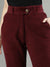 Iconic Women Wine Solid Regular Fit Mid-Rise Trouser