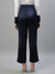 Iconic Women Navy Blue Solid Regular Fit Mid-Rise Trouser