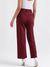 Iconic Women Wine Solid Regular Fit Mid-Rise Trouser