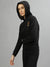 Iconic Women Black Solid Hooded Full Sleeves Jacket