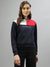 Iconic Women Multicolor Colorblocked Stand Collar Full Sleeves Sweatshirt