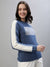 Iconic Women Blue Colorblocked Round Neck Full Sleeves Sweater