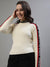 Iconic Women Cream Solid Turtle Neck Full Sleeves Sweater