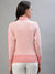 Iconic Women Pink Printed Turtle Neck Full Sleeves Sweater