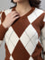 Iconic Women Brown Printed V-Neck Full Sleeves Sweater