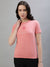 Iconic Women Pink Solid Round Neck Short Sleeves T-Shirt