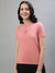 Iconic Women Pink Solid Round Neck Short Sleeves T-Shirt