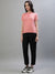 Iconic Women Pink Solid Round Neck Short Sleeves T-Shirt