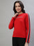 Iconic Women Red Solid Round Neck Full Sleeves T-Shirt