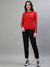 Iconic Women Red Solid Round Neck Full Sleeves T-Shirt